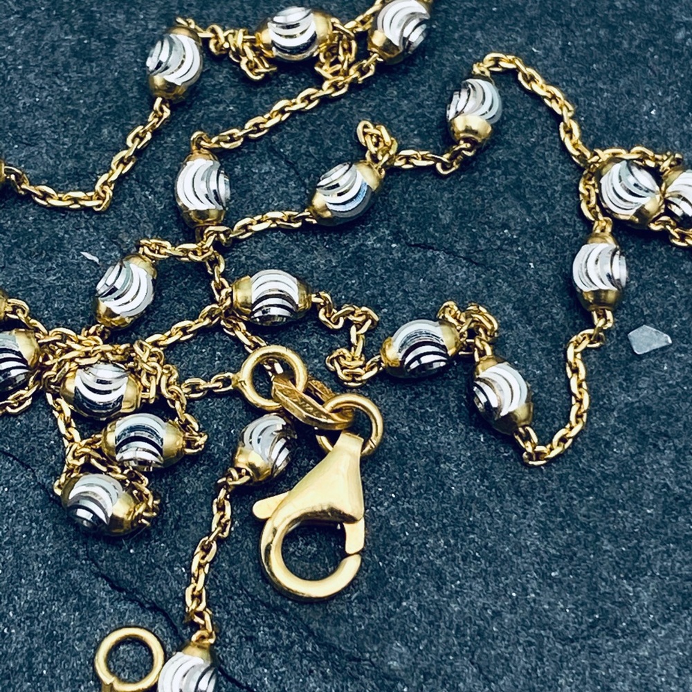 14k solid yellow white gold delicate necklace - Picture 4 of 8
